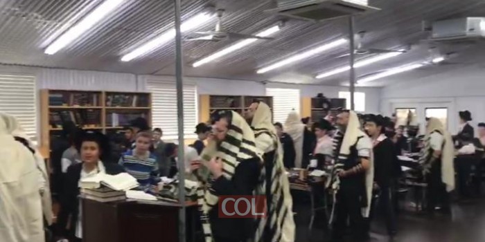 מאת ה' היתה זאת: קבוצת ילדי הפנסאים בתפילת הלל של שחרית, ראש חודש שבט