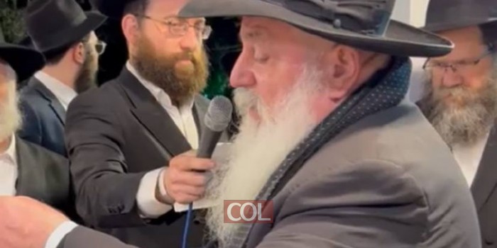 הרב יצחק מוזגורשוילי מלוד בחתונת הת' מנחם מענדל בלאיש עב
