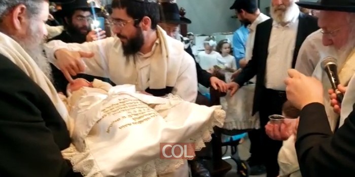 בשמחת הברית לבן הרב יהודה גינזבורג מנהל הפעילות בחיפה, נצפו הסנדק - הרב וילשנסקי ר''י חב
